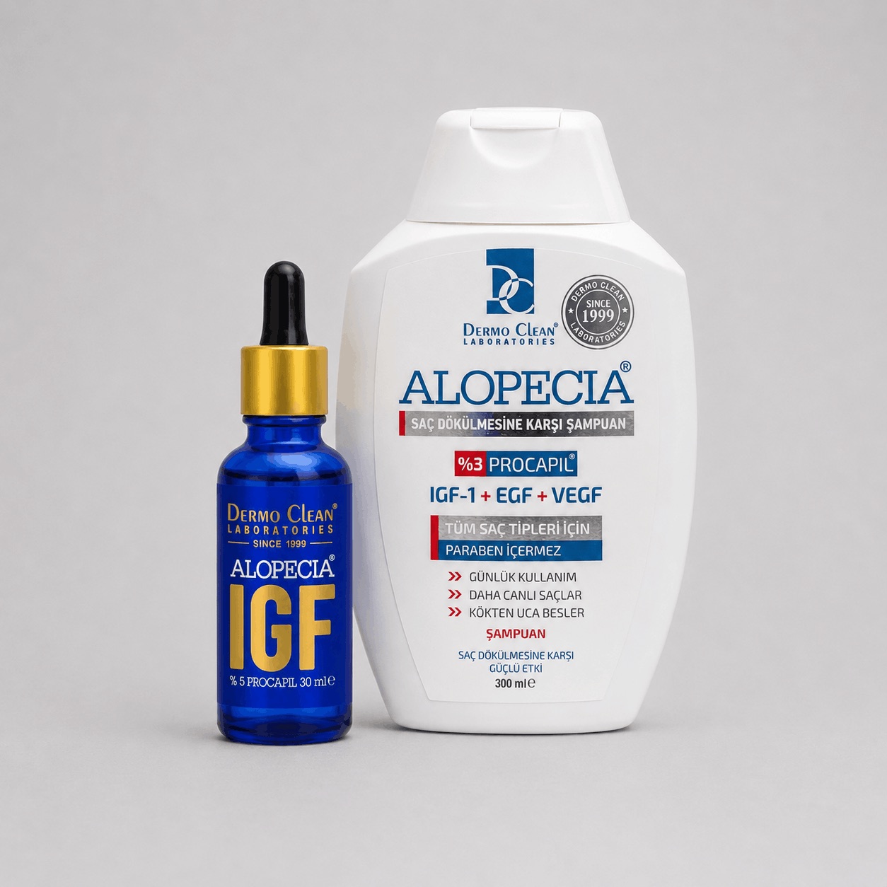 Serul IGF de 30 ml și șamponul Alopecia de 300 ml